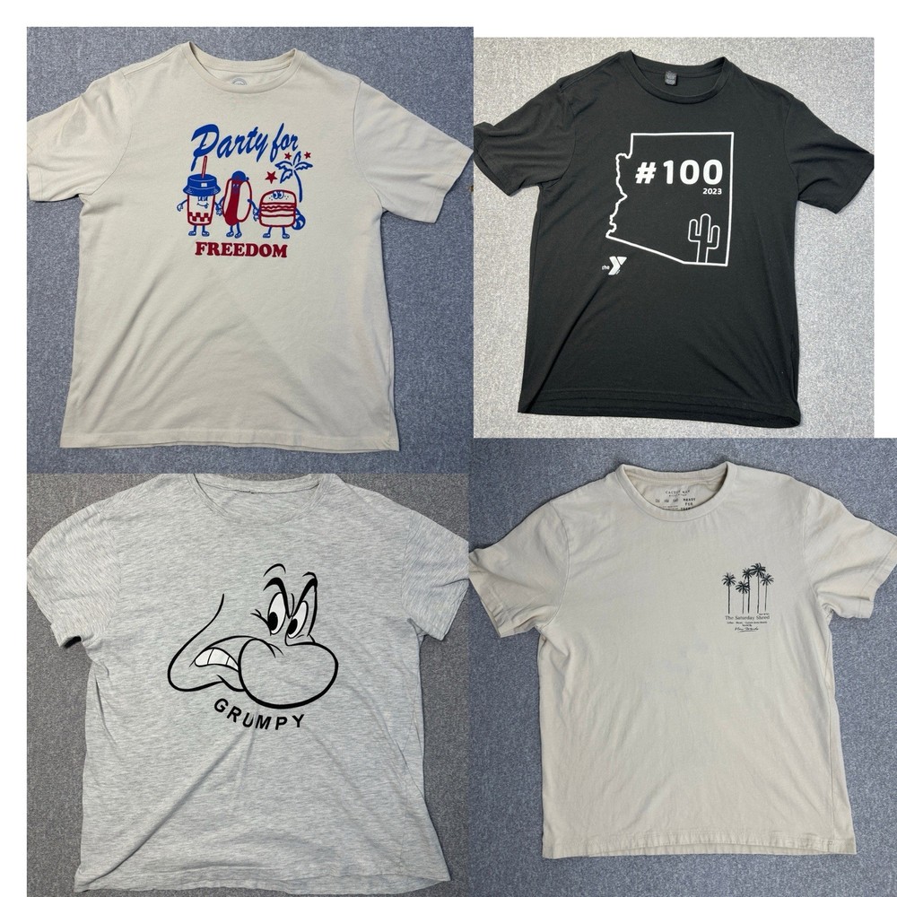 4 Pc T-Shirt Lot Men’s /Teens Size M Graphic Casual Assorted Bundle Multicolor