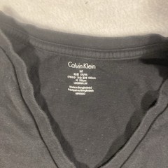Calvin Klein Men’s Black Solid Logo V-Neck Short Sleeve T-Shirt Size M