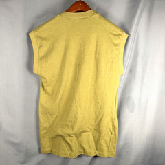 Vintage Single Stitch 60s 70s Cancun Sleeveless T Shirt Olive Sail Boat Distress