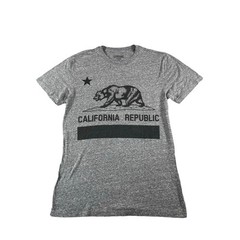 California Republic Shirt Mens Small Gray Bear Leisure Lounge Cotton Poly Blend