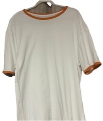 Sero Men’s Ringer Tee – Orange/Cream – Lettuce Edge Scalloped Sleeves – Size L