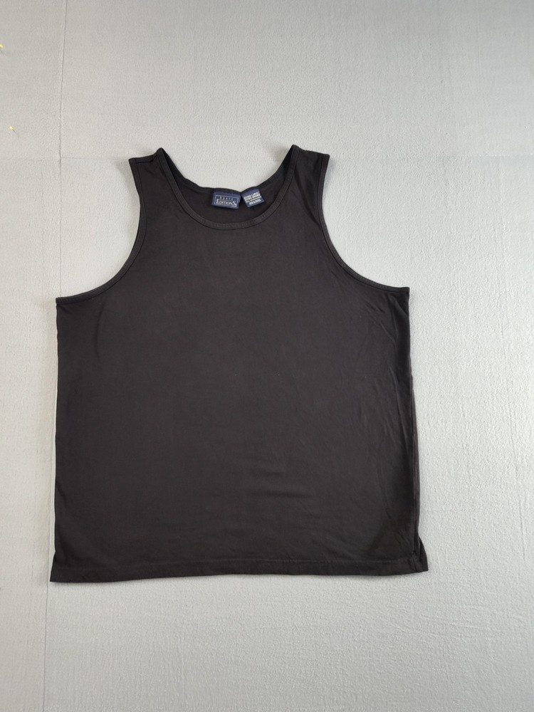 Basic Editions Tank Top Shirt Mens XL Black Sleeveless 100% Cotton Casual