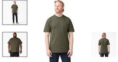 Dickies Mens Heavyweight Crew Neck Pocket T Shirt Military Green Large