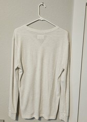 Express Henley Mens Long Sleeve Shirt Oatmeal Cream Medium