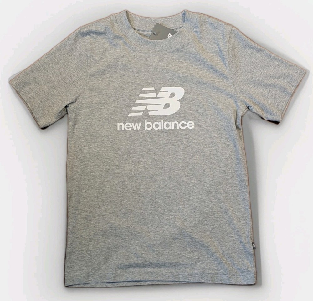 New Balance Logo T Shirt Dad Shirt Mens Small Grey Stacked NB Graphic Tee NWT