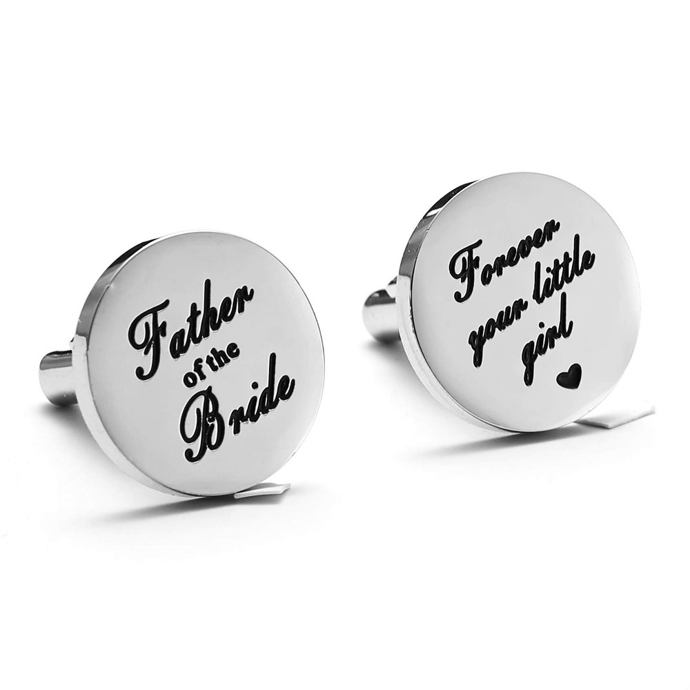 Father of The Bride Cufflinks Forever Your Little Girl Stainless Steel Gift Dad
