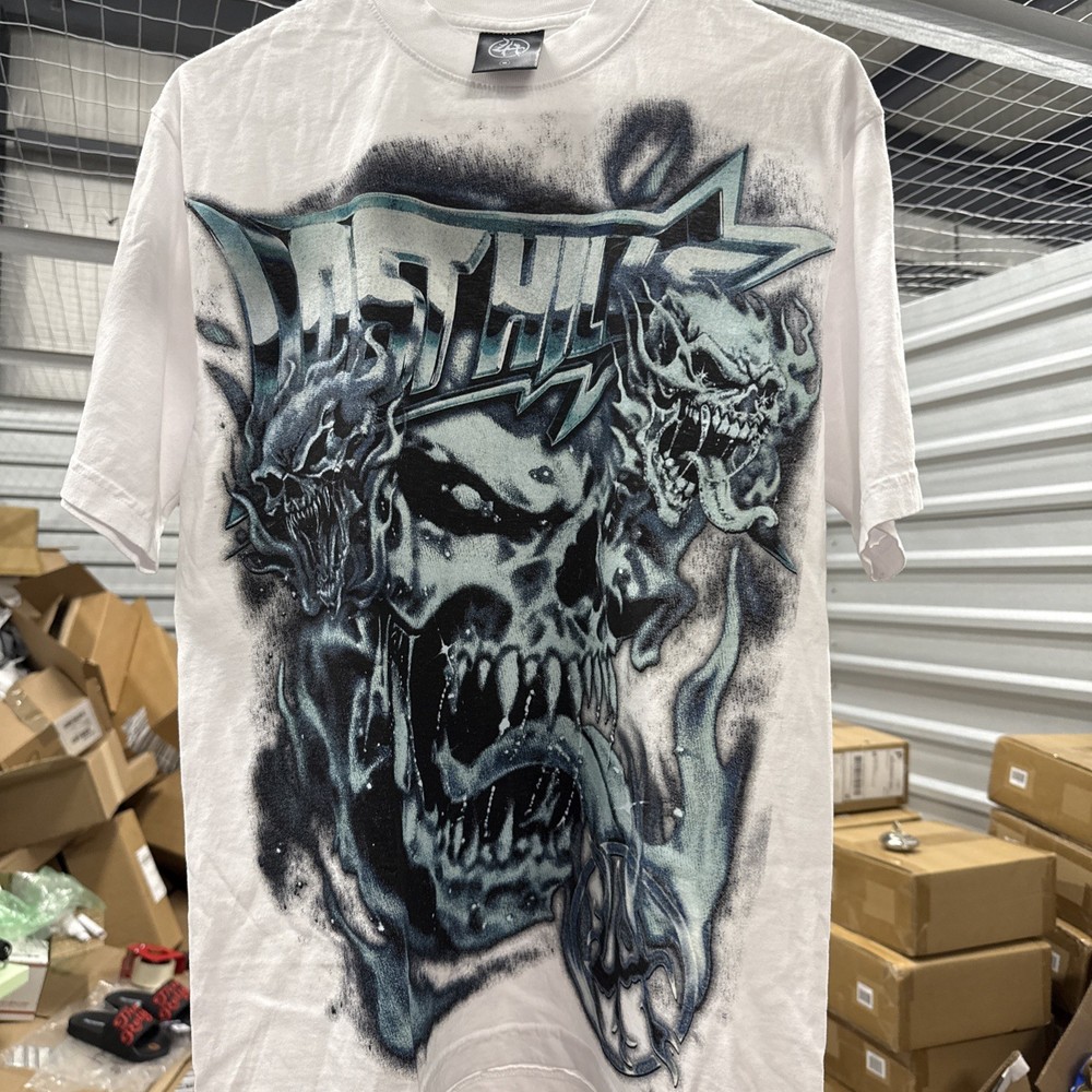 Lost Hills Men’s S Black Flaming Skull Graphic Streetwear Made in USA NWoT
