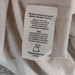 Sheep Inc Ultra-Fine Merino Wool Knit T-Shirt Mens Large Beige Short Sleeve
