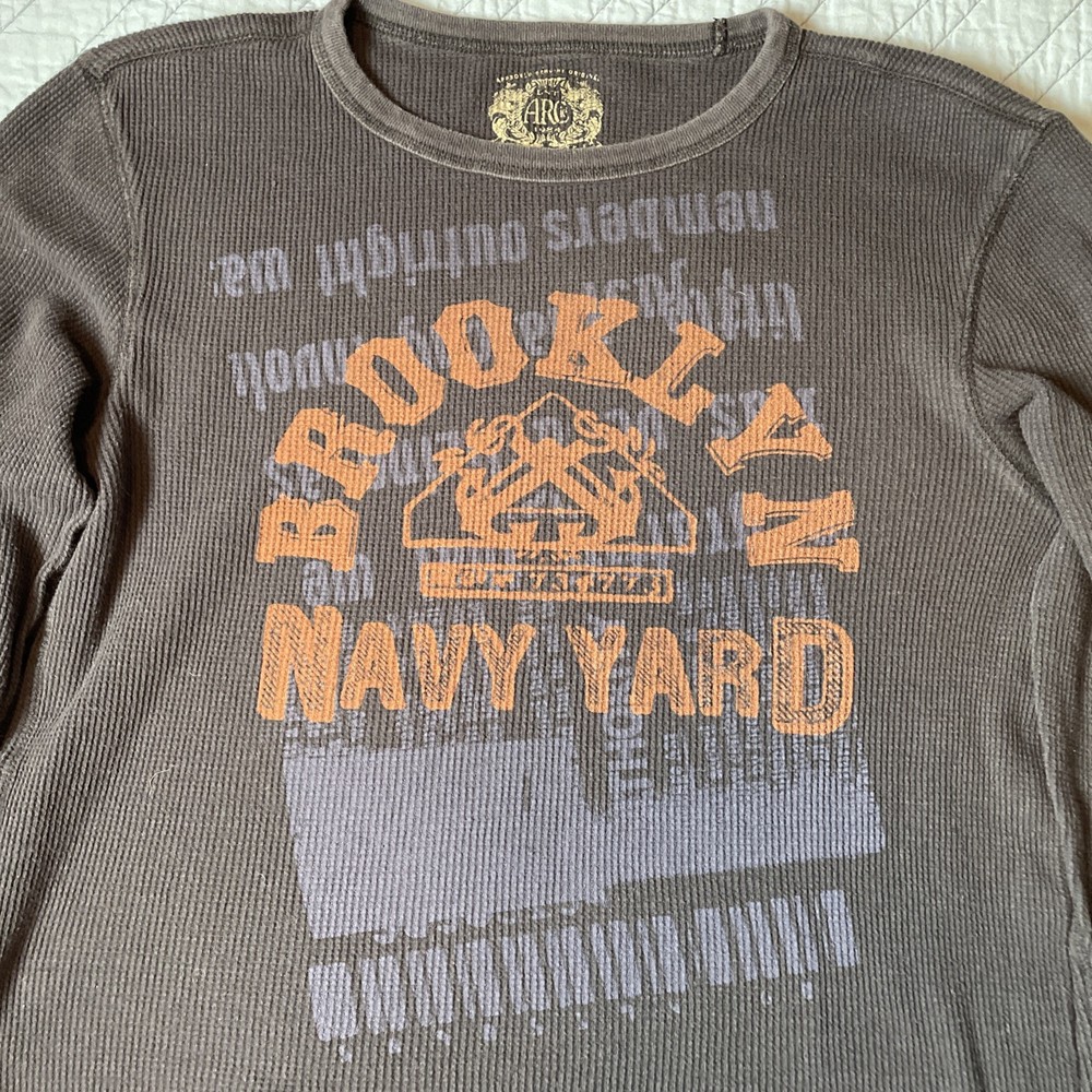 American Rag Cie Thermal Long Sleeve Shirt Men’s Large Brooklyn Navy Yard Gray