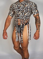 ANIMAL PRINT FRINGE TOP SHIRT ADULT M