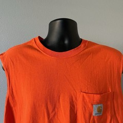 Carhartt Shirt Mens XL Bright Orange Pocket Sleeveless Workwear Tagless Tank Top