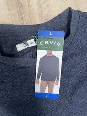 Orvis Men’s Crew Neck Shirt Long Sleeve Size: Large, Blue Casual Pullover NWT