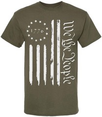 We the People 1776 USA Distressed Flag T-Shirt US Independence Day July 4th Tee