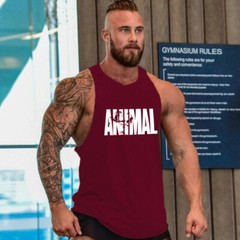 Men’s Gym Workout Printed “ANIMAL” Tank Top VEST Fitness Bodybuilding Stringer