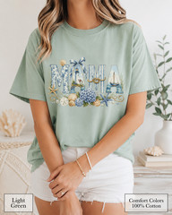 Coastal Mama Shirt, Comfort Colors Lighthouse Hydrangea Tee, Mom Beach Gift