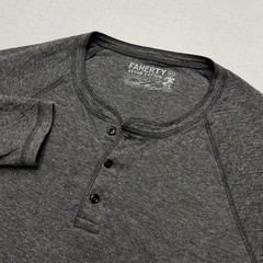 Faherty Cloud Cotton Henley Shirt Mens Charcoal Gray Pima Cotton Modal Long XL