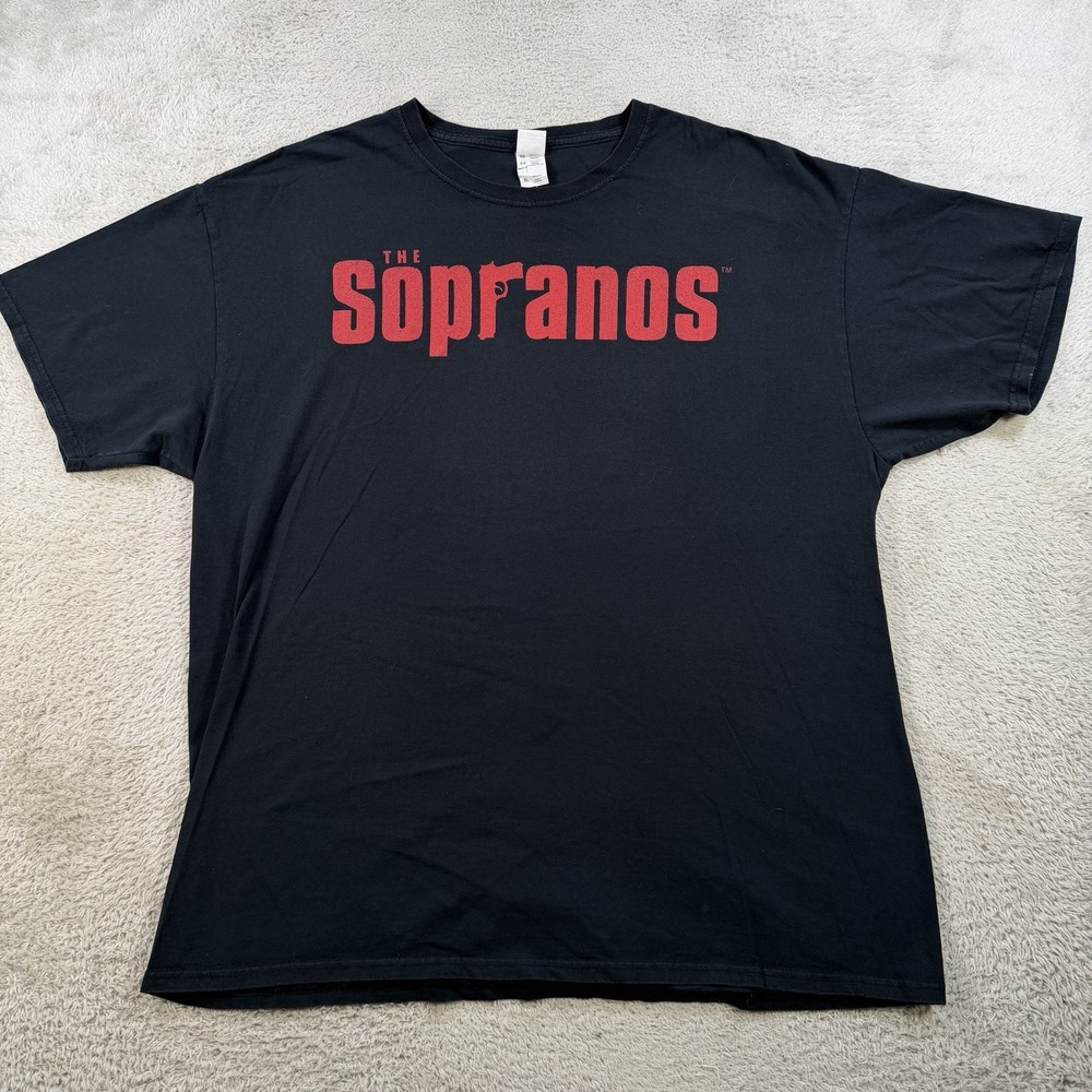 Vintage The Sopranos T-Shirt Mens XL Black TV Promo Graphic Y2K