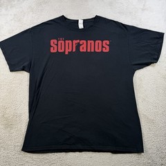 Vintage The Sopranos T-Shirt Mens XL Black TV Promo Graphic Y2K