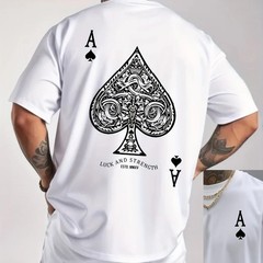 Summer Men’s 100% Pure Cotton Casual Sports Loose Oversized Retro Spade Printed