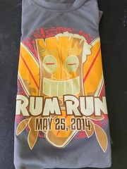 Vintage 2014 Rum Run Marathon Logo Gray Polyester T-shirt Mens Medium