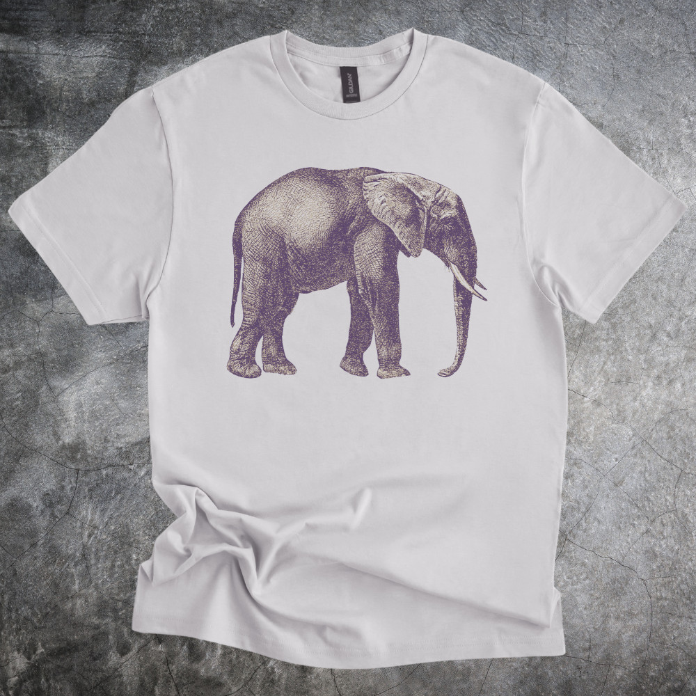 Elephant Shirt Wildlife Animal Graphic Safari Nature Art Tshirt Gray