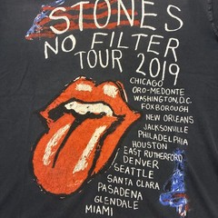 The Rolling Stones Shirt 2019 Concert Black Band Short Sleeve Crew Neck L Rare