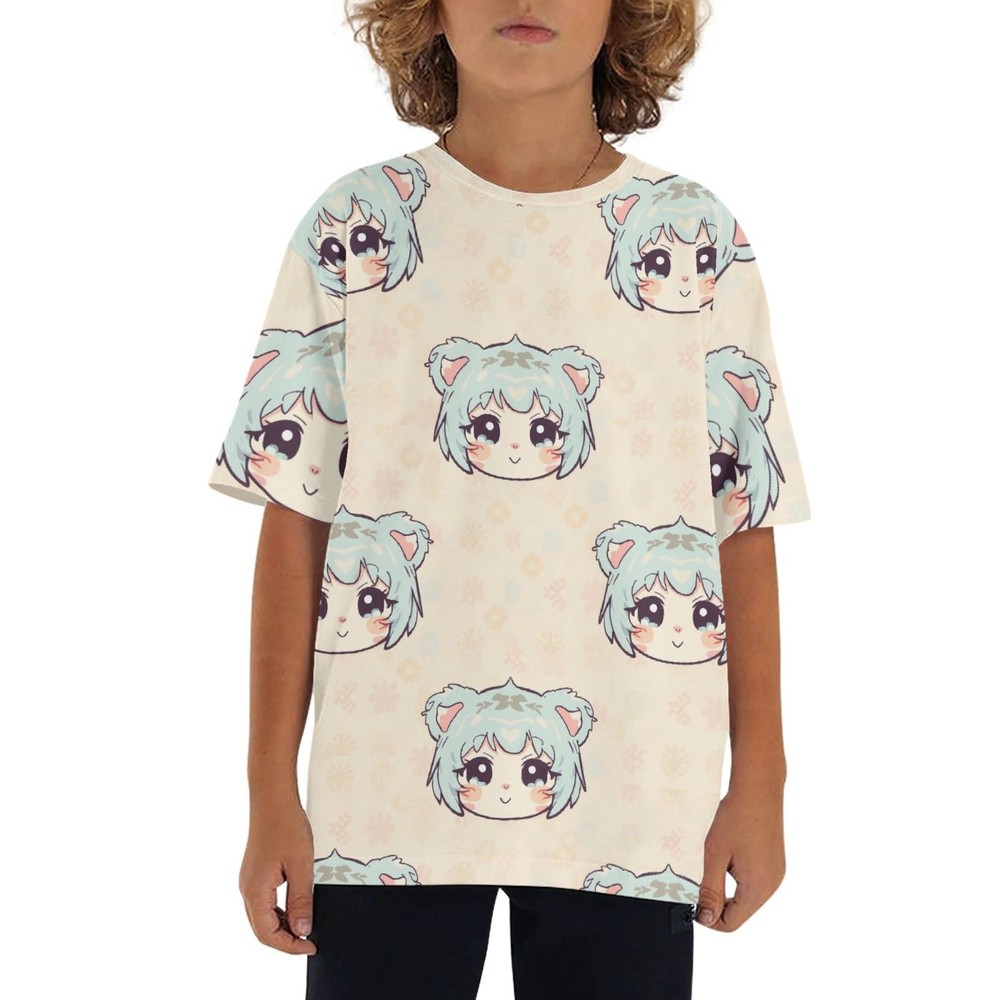 Short-sleeved t-shirt with a loose fit, easy to wear.