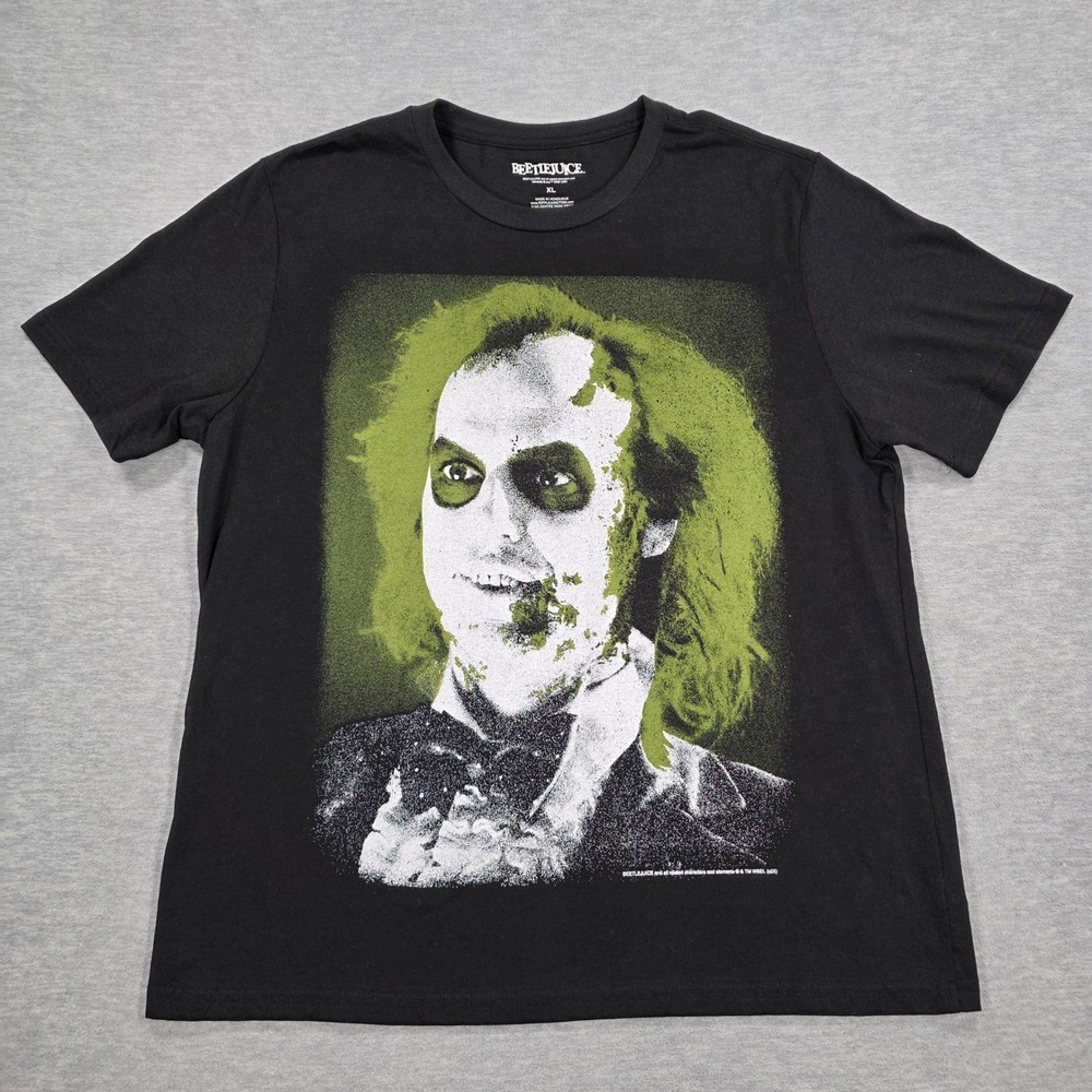 Beetlejuice Mens Graphic T-Shirt Black XL Ripple Junction Movie Tee Short Sleeve
