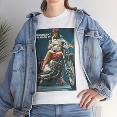 Vintage Kawasaki Mach III Motorcycle Print Ad Retro Tee, Unisex Graphic Shirt,