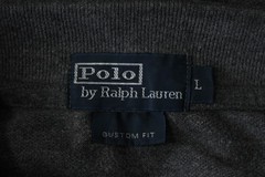Polo Ralph Lauren Custom Fit Grey Solid Cotton Short Sleeve Polo Shirt Size L