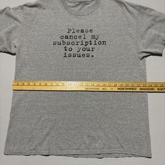 Vintage Y2K Text Graphic T-Shirt Cancel My Subscription Funny Gray XL
