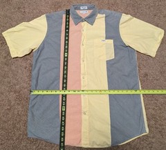 Vtg Ecko Unltd Shirt Men 2XL Blue Plaid Patch Colorblock Pastel Fun Chambray
