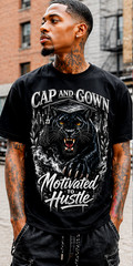 Mens Panther Big & Tall Motivated Graphic Tee Shirt Streetwear for J6 Cap Gown