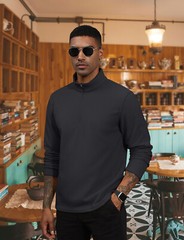 Mens 1/4 Zip Pullover Fleece Jacket Long Sleeve Warm Casual Athletic Sweatshirts
