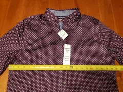 Tahari Men’s M stretch long sleeve shirt purple button up square print NWT