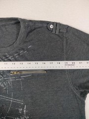 Vintage Y2K Shirt Mens Large Gray Math Print Zipper Pocket Epaulet Studded
