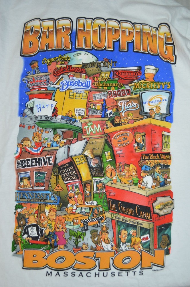 Barthreads Boston MA Pubs / Bars TSHIRT MEDIUM Y2K Beehive The Tam Harp Point