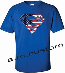 Superman American Flag Shirt Crew Neck, S-4xl