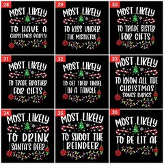 T-SHIRT (ML) Most Likely to Christmas Family Matching Shirt Costume Outfit