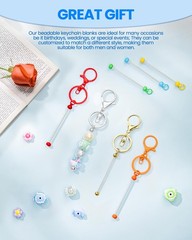 30pcs Beadable Keychains Keychain Bulk kit Cute Blank Bead Keychain Strip DIY…