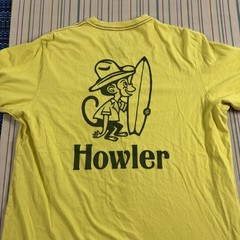 Howler Bros Shirt Mens Large Yellow Surf Monkey Logo Pocket Graphic Beach Tee