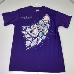 Vintage Boca Raton Florida Shirt Adult Medium Purple Seashells Net Single Stitch