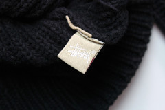 VTG STUSSY ~CARDIGAN~ RIBBED KNIT SWEATER L mock/shawl/neck/military/tour/gauge