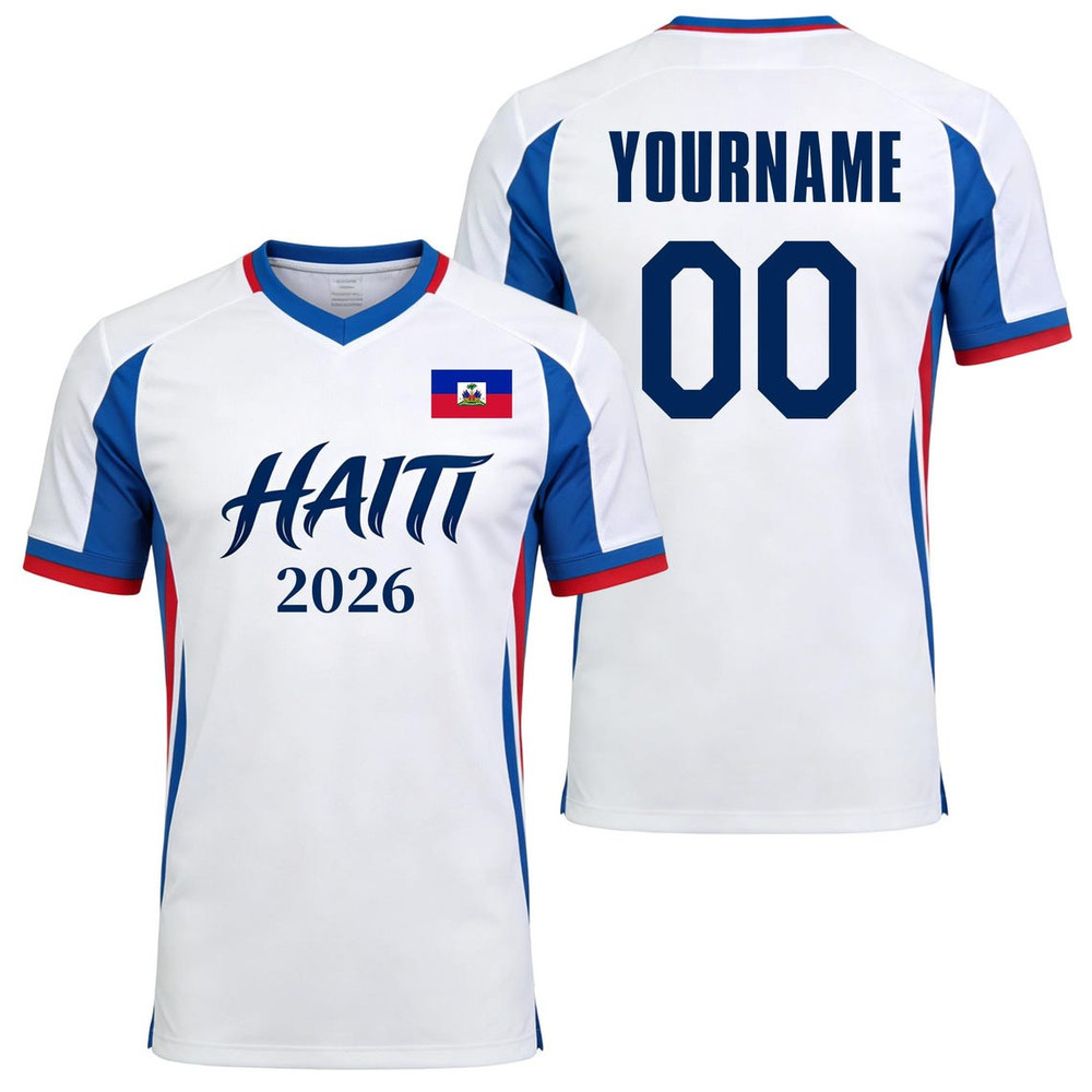 Haiti W- Cup 2026 Soccer Jersey Custom Name Number Mesh V-Neck T-Shirt
