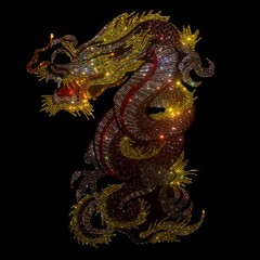 Fashion Trend Dragon Hot Diamonds Rhinestones Black Summer Luxury Men T-Shirt