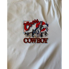 Coors Cowboy Graphic T-Shirt Mens XL Cream Western Bucking Bronco Short Sleeve