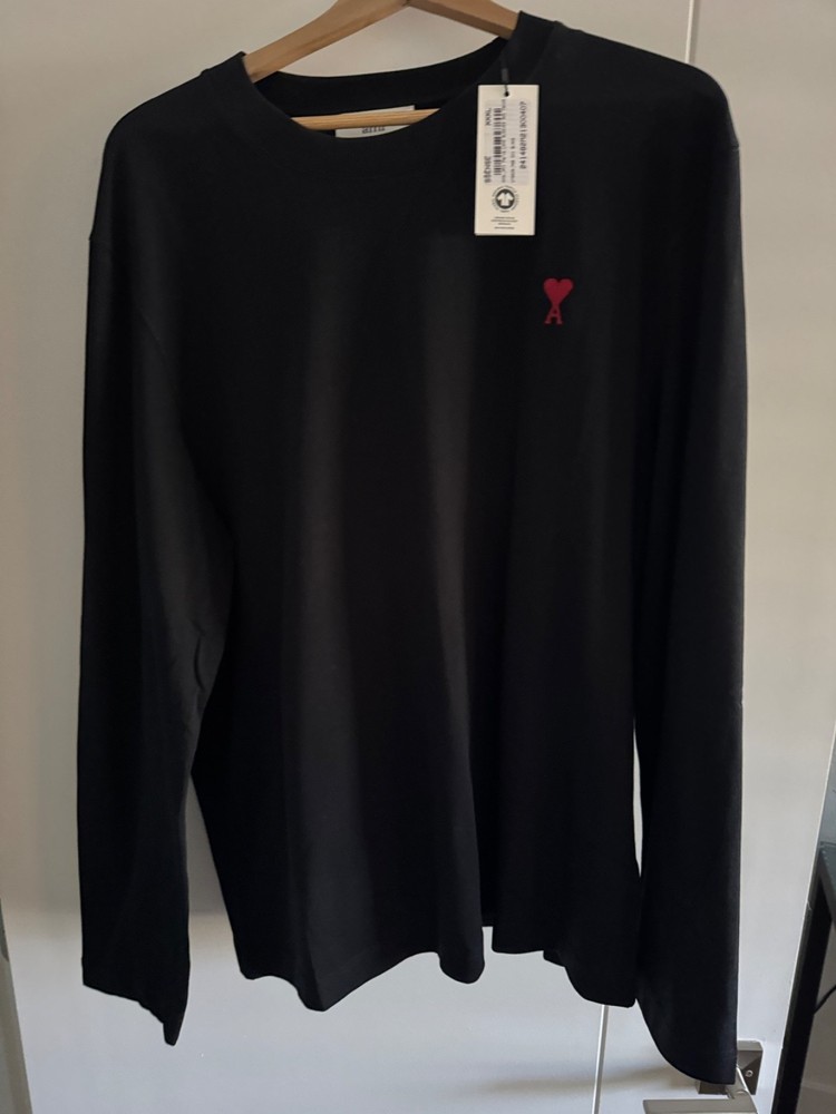 Authentic AMI Paris Long Sleeve T-Shirt NWT Unisex Organic Cotton Made Portugal