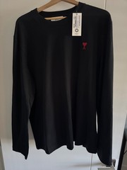 Authentic AMI Paris Long Sleeve T-Shirt NWT Unisex Organic Cotton Made Portugal
