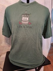 Life Is Crap out of beer t shirt XL green vintage