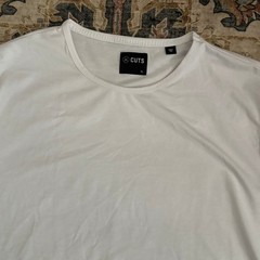 Cuts Clothing Mens Curve-Hem T-Shirt White PYCA Pro Crew Neck XL Gym Work Out